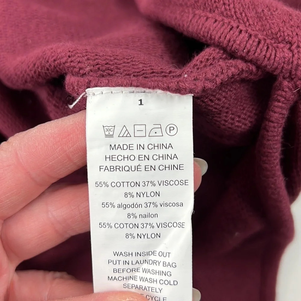 Michael Kors Burgundy Long Sleeve Top with Gold Zipper at Back - Picture 8 of 9